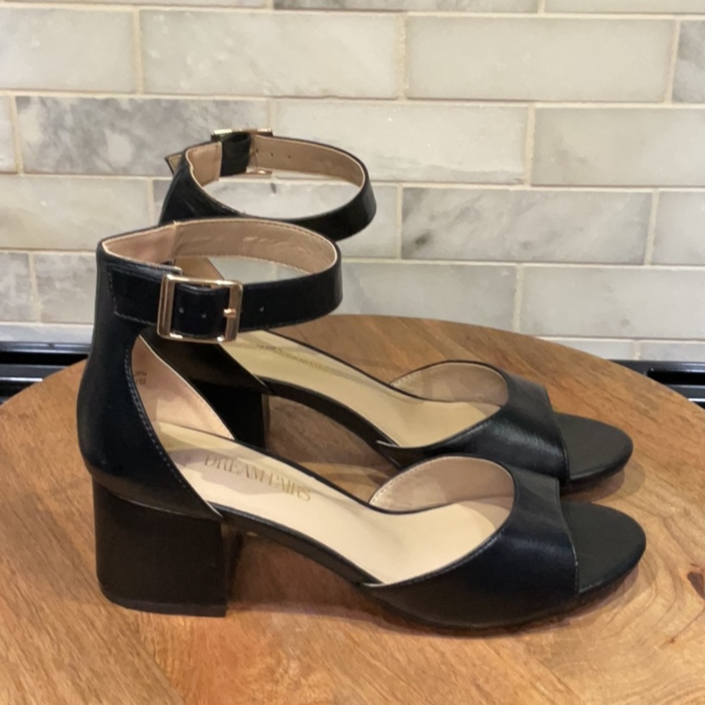 Dream Pairs Chunkle Low Heel Ankle Strap Black Open Toe Chunky Sandals - Picture 5 of 6